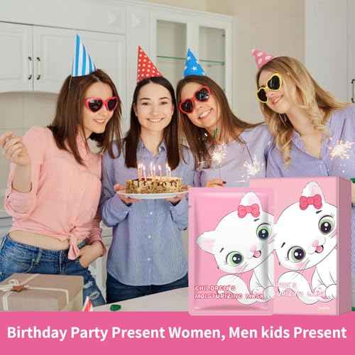 IREV Face Masks Skincare, Animal Character Sheet Masks, Beauty Facial Masks for Women Skin Care, Soothing Face Sheet Masks, Facial Masks, Moisturizing Sheet Mask, 5 Pack (Cat)