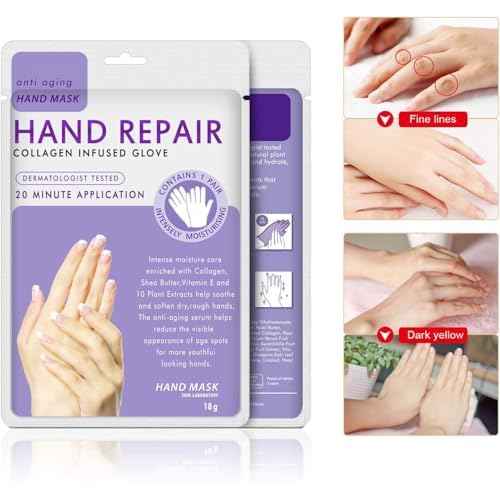 Generic Hand Mask Moisturizing Glove 5 pack, Hand Peel Mask Exfoliating Gloves, Hand Repair Glove for Dry Hands Treatment, Remove Dead Skin, Rough Skin, purple