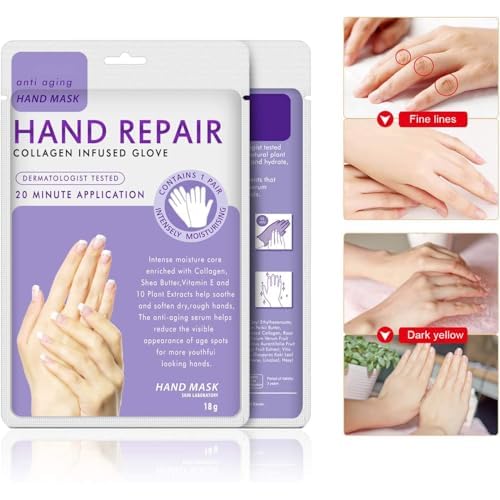 Generic Hand Mask Moisturizing Glove 5 pack, Hand Peel Mask Exfoliating Gloves, Hand Repair Glove for Dry Hands Treatment, Remove Dead Skin, Rough Skin, purple