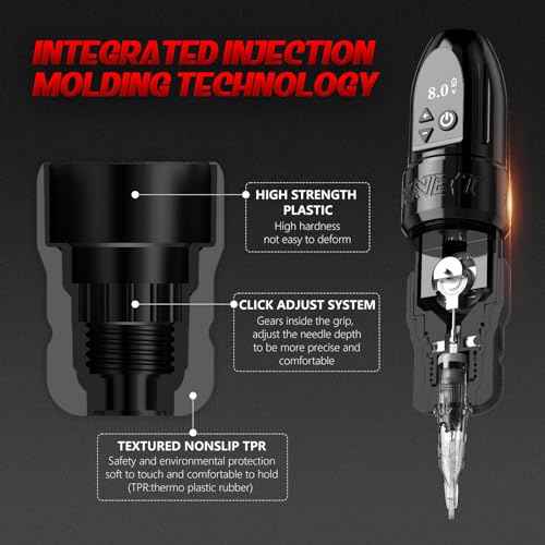 Xnet Wilk Wireless Tattoo Gun Machine Brushless Motor Straight Drive Bar - 2400mAh & Extra 1800mAh Batteries Rotary Tattoo Cartridge Pen with Digital Display for Professional Tattoo Artists& Beginners
