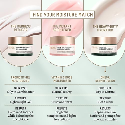 BIOSSANCE Squalane + Omega Repair Cream - Ultra-Moisturizing Face Cream - Skin Care with Hyaluronic Acid, Ceramides, Squalane - Ideal for Dry & Sensitive Skin, Intense Hydration Moisturizer