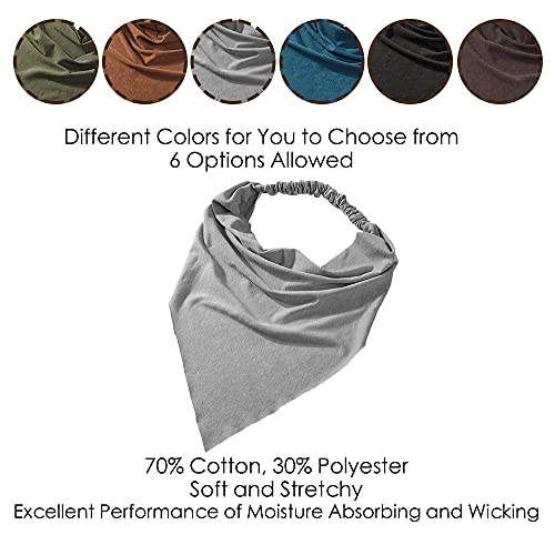 6 Pack Hair Scarf Headband for Women Elastic Bandana Head Scarf Large Boho Triangle Kerchief with Clips Non Slip Scarves