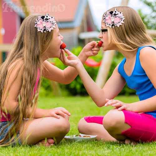 Framendino, 2 Pack Pink Cow Print Hair Bow Clips Bows Grosgrain Ribbon Alligator Moo Bowknot Barrettes Pins for Accessories