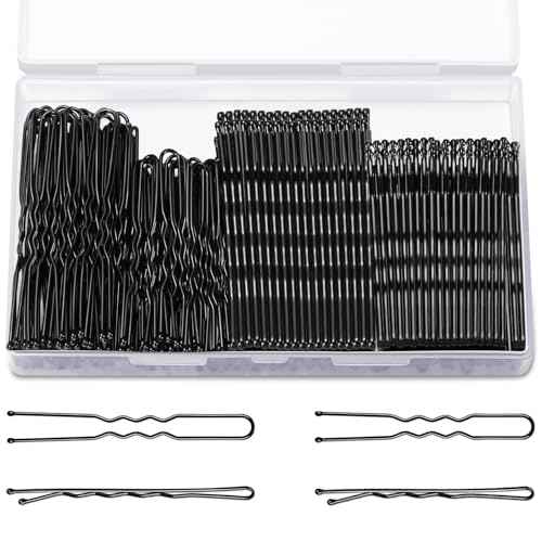 TsMADDTs Bobby Hair Pins Kit, 200PCS U Shaped Bobby Pins Black for Women, Ballet Buns with Box, 2.4IN and 2IN