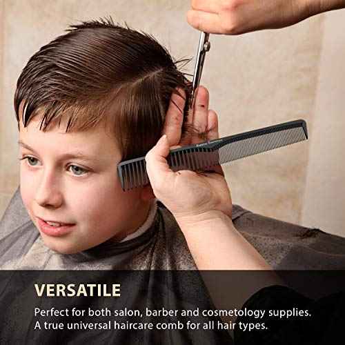 Professional 7 Inch Black Carbon Fiber Anti Static Chemical And Heat Resistant Comb For All Hair Types | Fine and Wide Tooth Comb For Men and Women