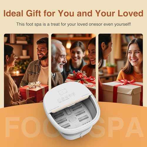 torktak Pedicure Foot Spa with Bubble and Heat,Collapsible Foot Soaking Tub with Remote Control,Pedicure Tools for Feet,Foot Bath Soak Tub Gift for Women/Men,Mom/Dad