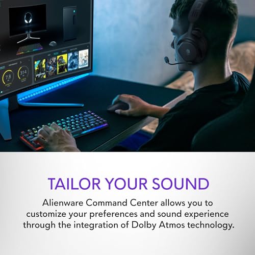 Alienware Pro Wireless Gaming Headset - Wired/Wireless, Bluetooth 5.3, 15 Minute Fast Charging, Audio Output 20 Hz, Battery Talk Time (ANC on) Up to 24 Hrs (Bluetooth), Dark Side of The Moon