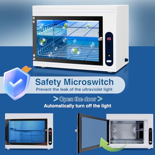 Nail Tool Cleaning Machine 17L Big Capacity UV Sanitizer Cabinet Salon Equipment for Spa Beauty Home Metal Tools