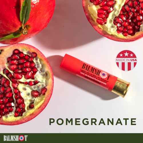 BALMSHOT Organic Lip Balm - Pomegranate Flavor - SPF 15, Made in USA