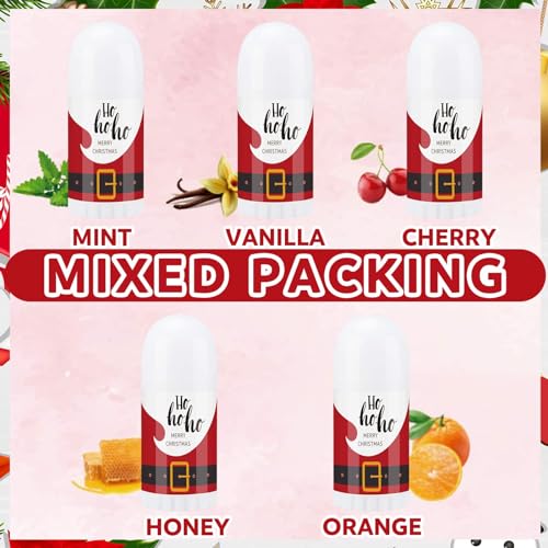 50 Pcs Christmas Mini Lip Balm Pack Thank You Gifts Moisturizer Assorted Flavors Beeswax Natural Ingredients Dry Chapped Lip Care Products for Coworkers Women Friend Men(Santa Claus)