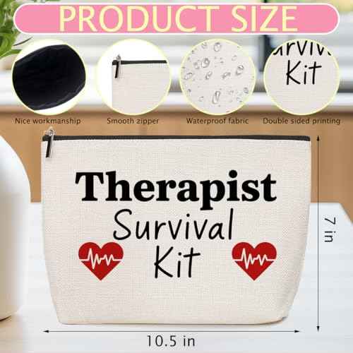 Therapist Survival Kit Makeup Bag, Therapy Portable Pouch Travel Essentials Organizer Cosmetic Bags for Women, Funny Travel Makeup Toiletries Accessories, Christmas Gifts for Women