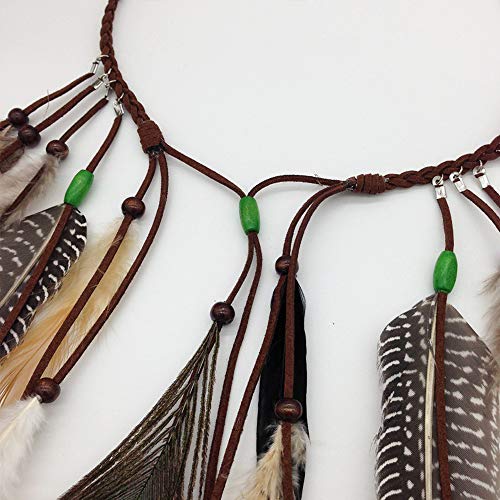 Feather Boho Hippie Indian Headband Tassel Headdress Headwear Headpiece Women Girls Kids Crown Hair Bands Party Decoration Cosplay Costume Handmade Hair Accessories Mixed
