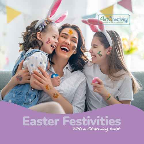 Easter Temporary Tattoos for Kids, 144 Pack, Easter Themed Basket Stuffers, Egg Fillers (240 Pack)