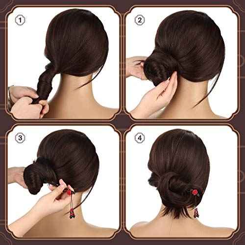 WILLBOND 2 Pieces Chinese Wooden Hair Sticks Retro Wooden Hairpins Japanese Classic Hair Chopsticks Handmade Flower Accessories for Women(Classic Style)