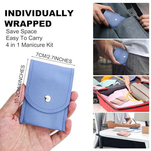 50 Sets Finger Nail Clipper Set Bulk,4 in 1 Adult Stainless Steel Travel Manicure Kit with Case Individually Wrapped Nail Clippers Bulk for Homeless,Hotel,Charity(2 Colors)