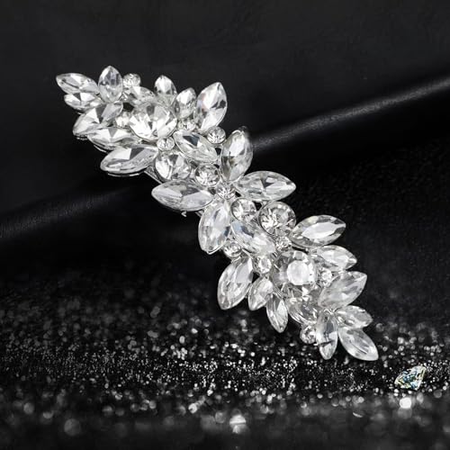 4 Pcs Rhinestone Bridal Hair Clips, Crystal French Barrette Hair Clips, Vintage Bridal Wedding Hair Pins Hair Accessories for Women Bride Bridesmaid(Golden,Silver)