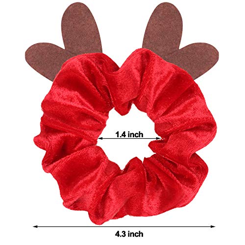 9 Pieces Christmas Hair Scrunchies Bulk Elk Santa Claus Elastic Hair Bands Xmas Hair Ties Glittery Ponytail Holders Women Hair Accessories