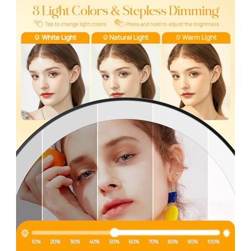 Gospire 5.85¡± Tripod Travel Makeup Mirror with Lights and Magnification 1X/10X, 4 in 1 Winding Hanging Handheld Tabletop, 3 Light Colors and Adjustable Brightness ? Black