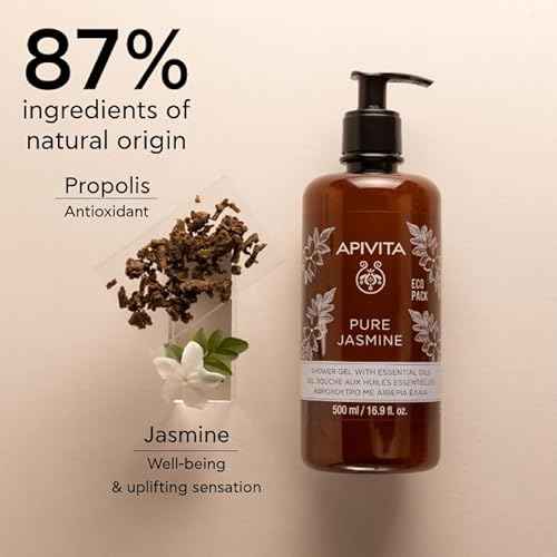 APIVITA Pure Jasmine Shower Gel | Gently Cleanses, Hydrates & Preserves Skin's Moisture with Jasmine & Propolis