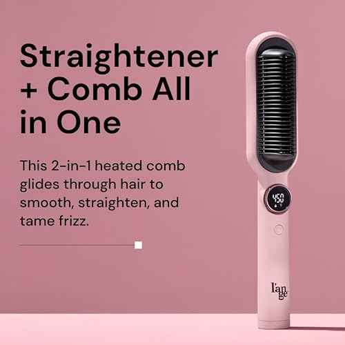 L'ANGE HAIR Smooth-It 2-in-1 Hot Comb Straightener | Digital Straightening Comb with Adjustable Heat Dial | Ionic Technology for Frizz-Free Styling | for All Hair Types (Digital Comb - Blush)