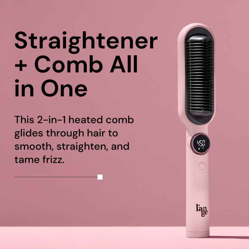 L'ANGE HAIR Smooth-It 2-in-1 Hot Comb Straightener | Digital Straightening Comb with Adjustable Heat Dial | Ionic Technology for Frizz-Free Styling | for All Hair Types (Digital Comb - Blush)