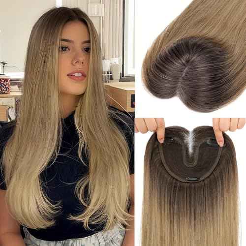 Isaic Hair Toppers for Women 24 Inch Synthetic Hair Pieces, 360° Clips In and Adjustable Bandage Layered Toppers, Toppers Hair Pieces Add Volume for Thinning Hair and Daily Use (Ombre Blonde)