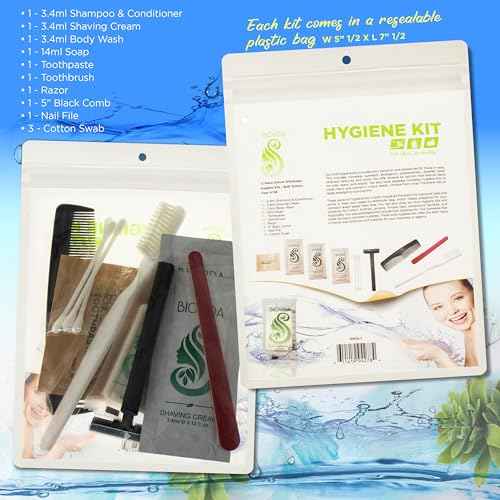 Moda West 24 Hygiene Kits - Bulk Case of Wholesale Basic Toiletry Kits for Men, Women, Travel, Charity - 12 Piece Kit, Unisex, Compact, Convenient Personal Use, Travel, Gym, Bathroom and Donations