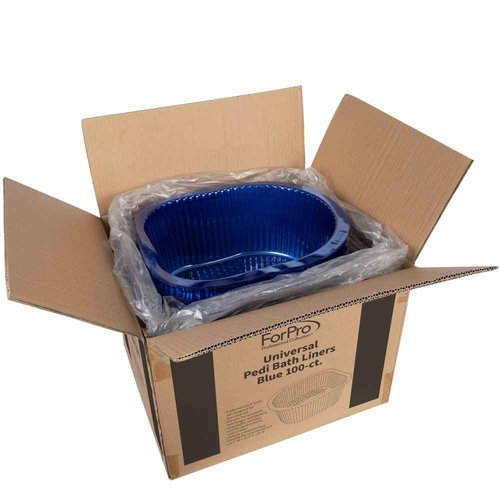 ForPro Professional Collection Universal Pedi Bath Liners, 50% THICKER, Fit Footsie Bath, Disposable Pedicure Tub Liners for Foot Spa Basins, Blue, 100-Count