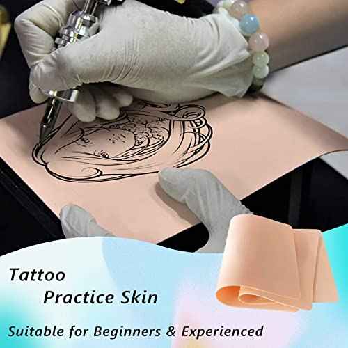 15Pcs Tattoo Fake Skin Blank Tattoo Skin Practice 7.4¡¿5.6in Double-Side Use Microblading Eyebrow for Beginners and Artist Supplies Kit
