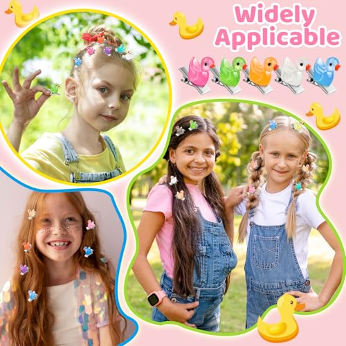 84Pcs Sprouts Rave Clips, Cute Mini Glow Resin Duck Clips for Hair, Festival Accessories for Girls Party Supplies