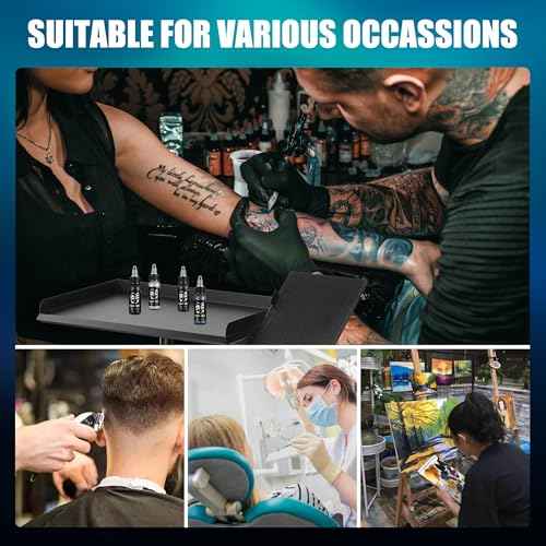 POARMEEY Tattoo Tray Cart on Wheels with Extension Rotatable Tattoo Table Station Versatile Rolling Tool Tray for Tattoo Artist Studio and Beauty Salon