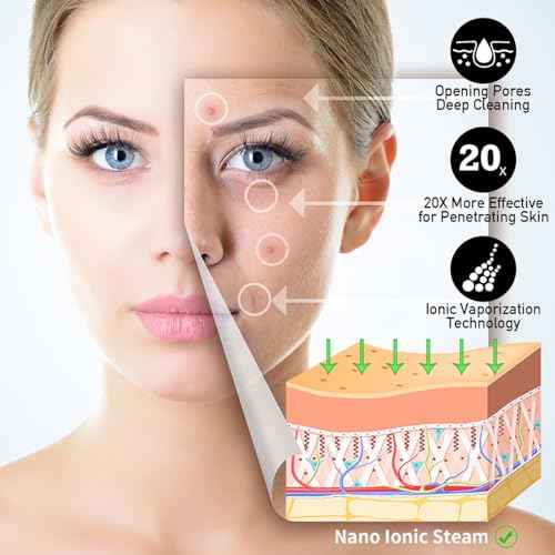 Facial Steamer Ionic Face Steamer for Home Facial, Warm Mist Small Facial Steamer for Deep Cleaning Unclog Pores with Blackhead Remover, Aromatherapy Kit for Personal Home SPA (Blue)