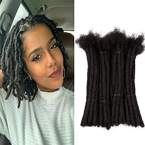 6 Inch 40 Strands 100% Real Human Hair Dreadlock Extensions for Men/Women Full Head Handmade 0.6 cm Tight Can Be Dyed and Bleached Soft Loc Extensions (6 Inch, 40 Strands)