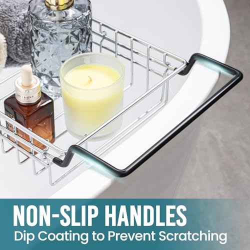 TAILI Bathtub Tray Table for Luxury Bath, Expandable Extra Wide Bthtub Caddy with Reading Holder, 304 Stainless Steel Over The Tub Bath Tray for Bathroom Accessories