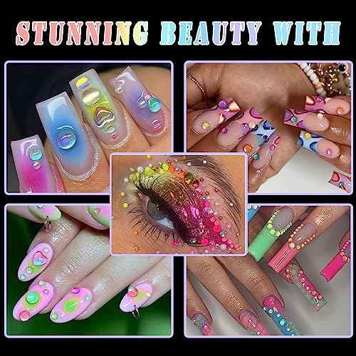 BELICEY Nail Art Rhinestones Kit 1680Pcs Mixed Size Magic Rhinestones Gems Beads for Nail Deisgn Decoration 3D Glass Bubble Beads Flatback Rhinestones for Crafts Clothes Tumblers Face Makeup Manicure