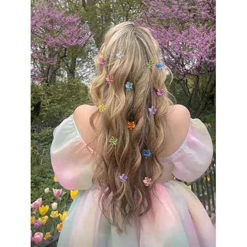 Small Flower Hair Clips for Women, 50 Pcs Hawaiian Mini Plumeria Flowers Hair Claw Clips, Tiny Hibiscus Decorative Hair Accessories