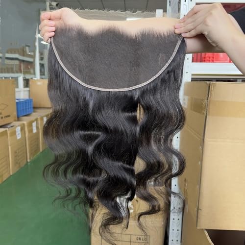 14 Inch SKINLIKE HD Lace Frontal 0.10 mm Ultra-thin Invisible 13x6 Lace Frontal Body Wave Pre Plucked Natural Hairline 12A Silk Straight Brazilian Human Hair Natural Color