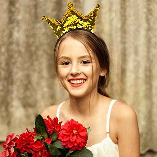 Totelux Crown Headband Sequins Hair Bands Women Girls Hair Accessories for Birthday Party Favors Hair Decoration Supplies