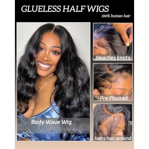 Sherico 13x6 Body Wave Lace Front Wigs Human Hair 180 Density HD Transparent Lace Frontal Wigs Human Hair Elastic Drawstring Glueless Wigs Human Hair Wig for Black Women(Black,22 Inch,body)