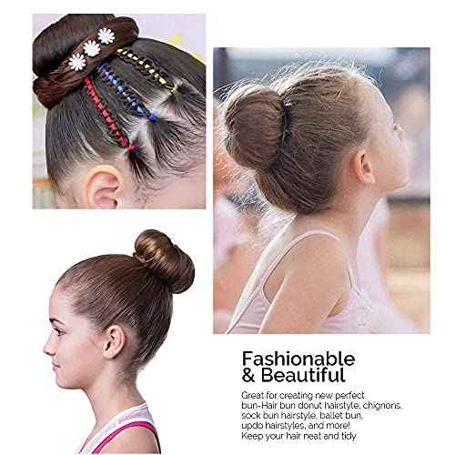 Hair Donut Bun Maker, Ring Style, 2PCS Large 3.5 Inch for Thick and Long Hair (Brown)