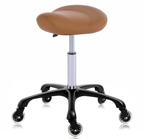 Hydraulic Saddle Stool with Wheels Height Adjustable Stylish Ergonomic Rolling Swivel Chair for Hygienic Clinic Salon Tatoo Massage Office (Camel)