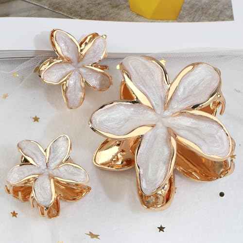 3Pcs Plumeria Hair Clip Hawaiian Flower Hair Clips for Women Flowers Claw Clips Hibiscus Claw Clip Frangipani Hair Clips for Summer Beach Headwear Flower Hair Accessories