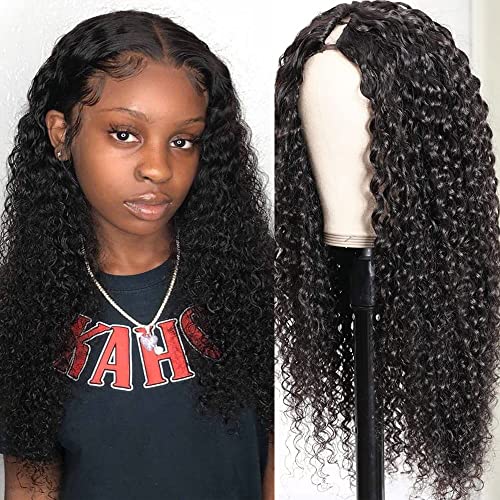 Ainmeys Curly V Part Wigs Kinky curly V Shape Wigs for Black Women No Leave Out Upgrade U Part Wigs Glueless Full Head Clip In Half Wigs(18IN 180%Density)