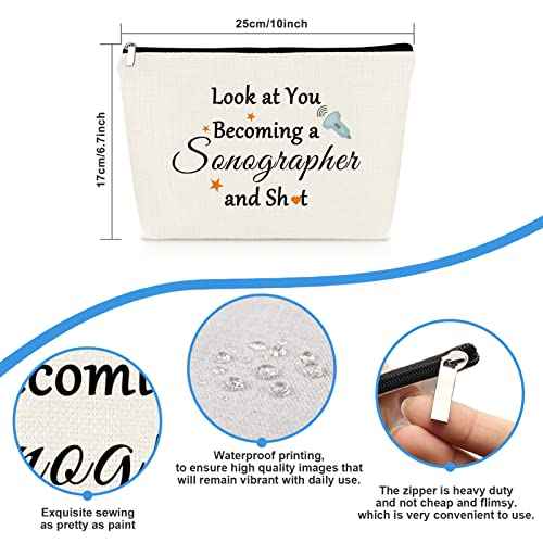 Sonographer Gift Makeup Bag Ultrasound Tech Gift Sonography Tech Gifts Cosmetic Bag Radiologist Gift Christmas Birthday Gifts for Women Sonographer Radiologist Graduation Gift Travel Toiletry Bag