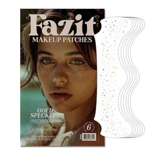 Fazit Makeup Patches - Gold - Face Glitter Makeup Speckles - Glow Up Makeup Patches - Face Glitter Speckles Patches - Cute Glitter Makeup Accessories for Women - Cosmetic Glitter for Face - 6 Count