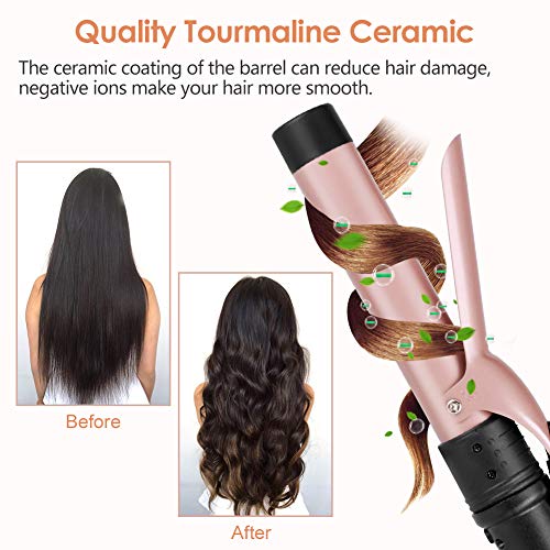 6-in-1 Curling Iron, Professional Instant Heat Up Hair Curling Wand Set with 6 Interchangeable Ceramic Barrels (0.35'' to 1.25'') and 2 Temperature Adjustments, Heat Protective Glove & 2 Clips