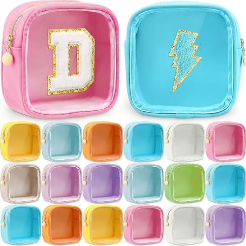 Kacctyen 20 Pcs Mini Clear Makeup Bags Bulk Nylon Cosmetic Bags for Purse PVC Small Clear Square Pouch with Zipper Blank Coin Purses for Women Travel Toiletry Essentials, 10 Colors