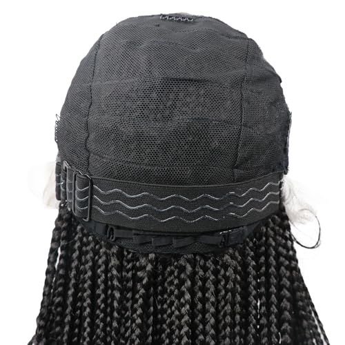 lumeng 13X6 HD Lace Front Cornrow Braided Wigs for Women Knotless Braided Wigs 32" Box Braid Wig with Baby Hair Premium Synthetic Lemonade Braids Natural Looking Hair Black Braided Lace Front Wigs