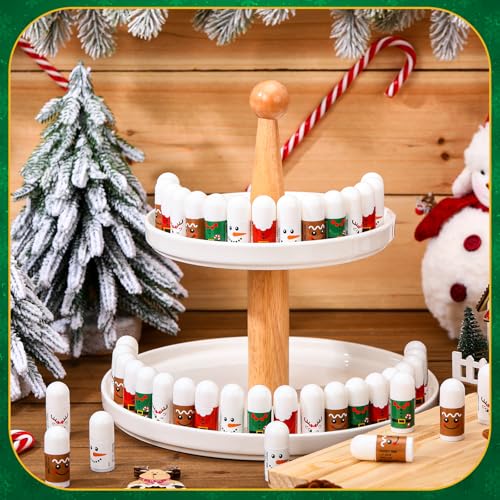 50 Pcs Christmas Peppermint Lip Balms Gifts Bulk, Mini Candy Scented Lip Moisturizer Xmas Party Stocking Stuffer Thank You Appreciation Gift for Women Coworker Staff Homeless (Xmas Character)