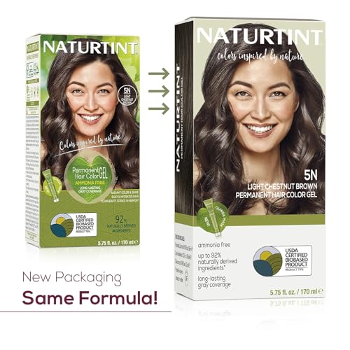 Naturtint 5N Light Chestnut Brown Permanent Hair Color (Pack of 1), Ammonia Free, Vegan, Cruelty Free, up to 100% Gray Coverage, Long Lasting Results (Packaging may vary)
